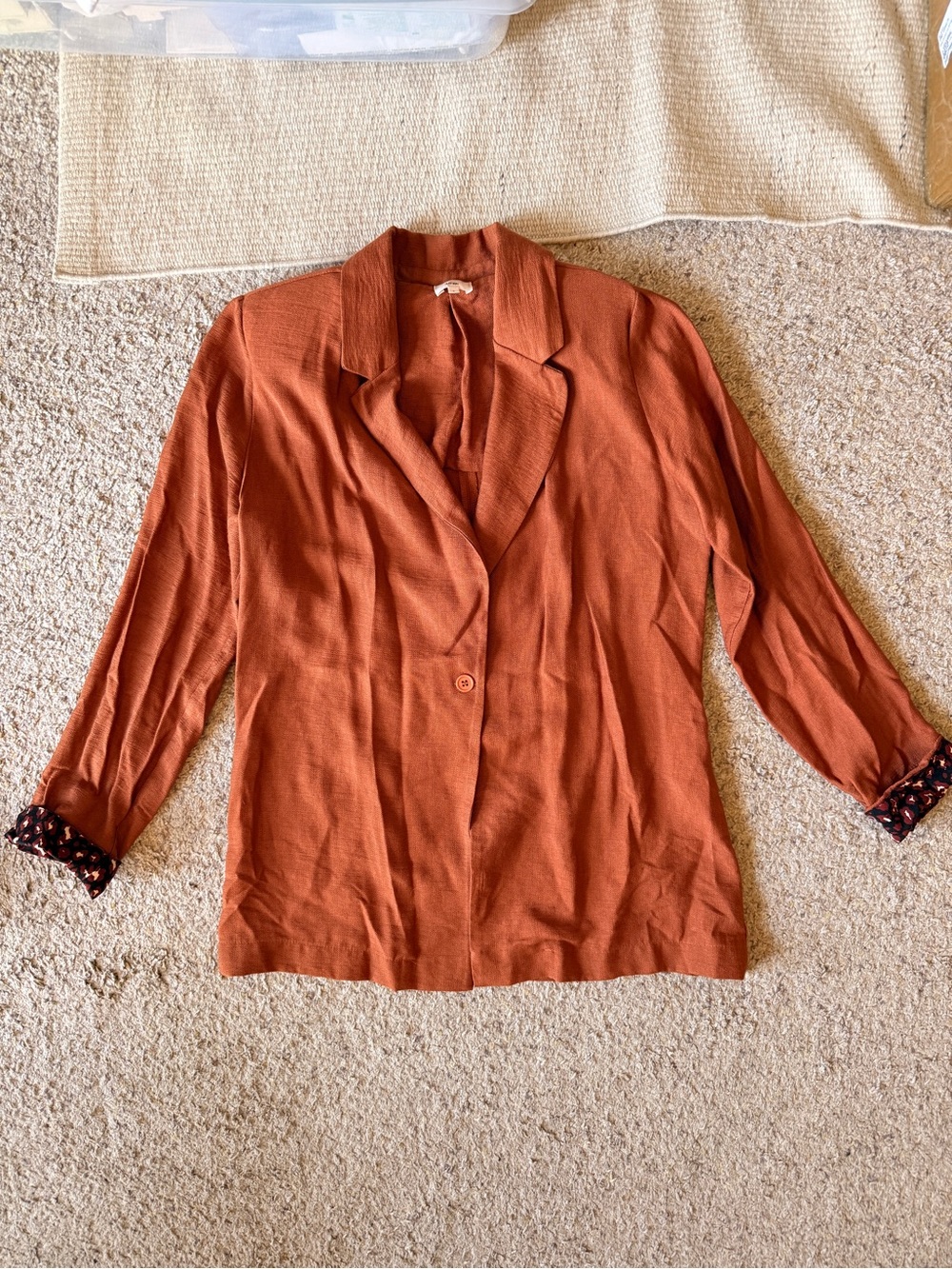 Rust Single-Button Lightweight Blazer Jacket